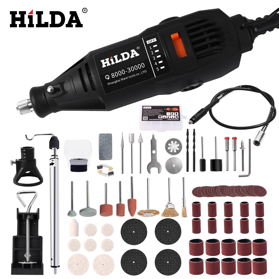 Mini electric rotary tool for grinding, drilling, and engraving projects.