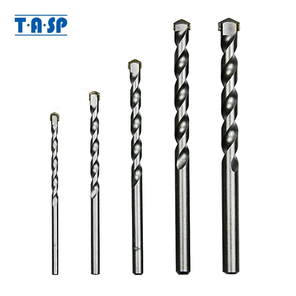 Five brick and stone drill bits for power tools, sizes 4, 5, 6, 8, 10mm.