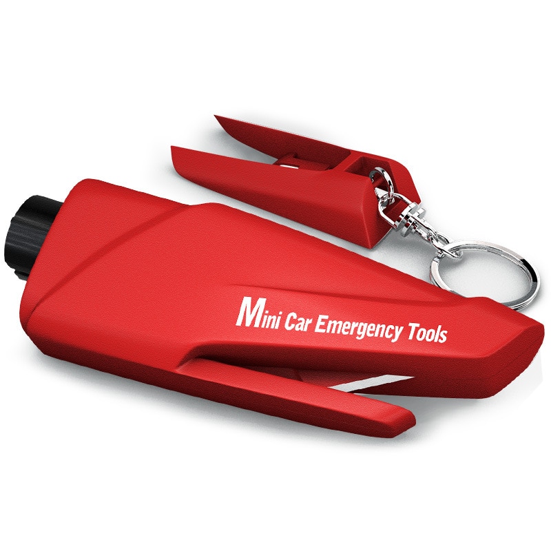 Portable multi-function car safety hammer with a window breaker and seatbelt cutter.